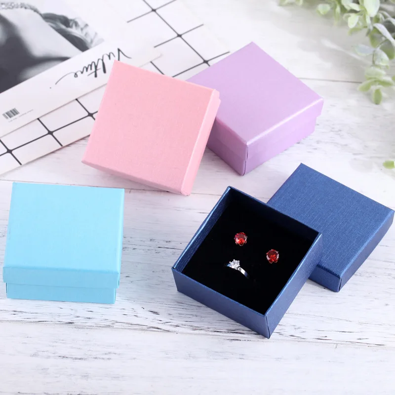 24pcs Jewelry Box Cardboard Necklace Earrings Bracelets Boxes Big Paper Gift Packaging with Black Sponge Can Personalized logo