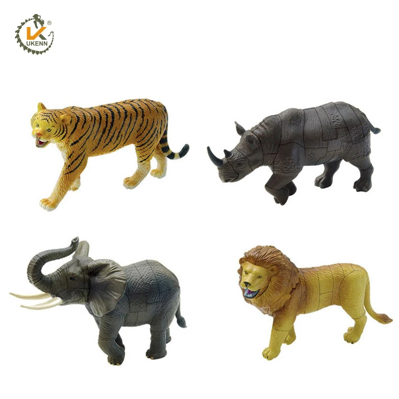 Lion Tiger Elephant Wild Animal Puzzles 4pcs 3d Puzzle Educational Toy  Kadis Plastic Animal Model Toys 3666-4 - Puzzles - AliExpress
