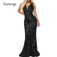 Ziamonga длинное сексуальное платье для женщин вечерние рукавов вечерние Макси ночь блесток платья для Пол Длина Клубная