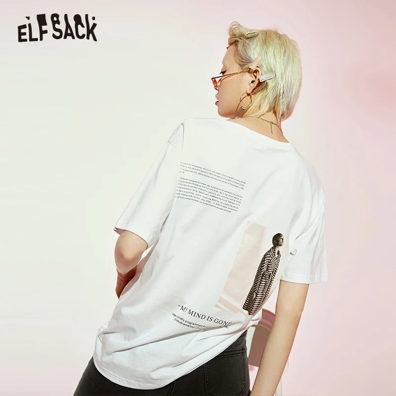 Cena Samstree biały bawełniany list drukuj kobiety T shirt moda O Neck Oversize trójnik żeński topy 2019 letnie biuro Lady Basis t shirty