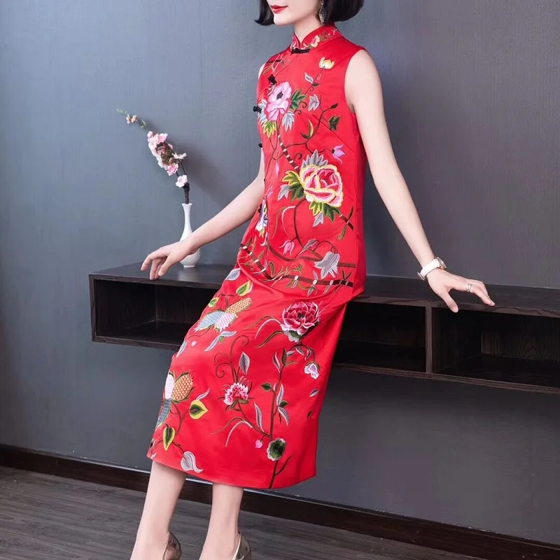 Новое Брендовое китайское платье Qipao коллекция весна лето 2019 женское средней
