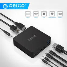 ORICO ADS4 type-C концентратор USB3.0 HDMI многофункциональный мобильный хост Расширение Док RJ45 микрофон Поддержка тип-c PD и DC 12 В мощность