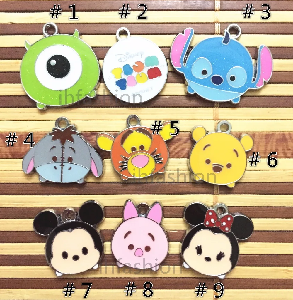 

mix Anime Cartoon tsum tsum mickey minnie stitch Enamel Metal Charm Pendants DIY Jewelry Making Mobile Phone Accessories p018