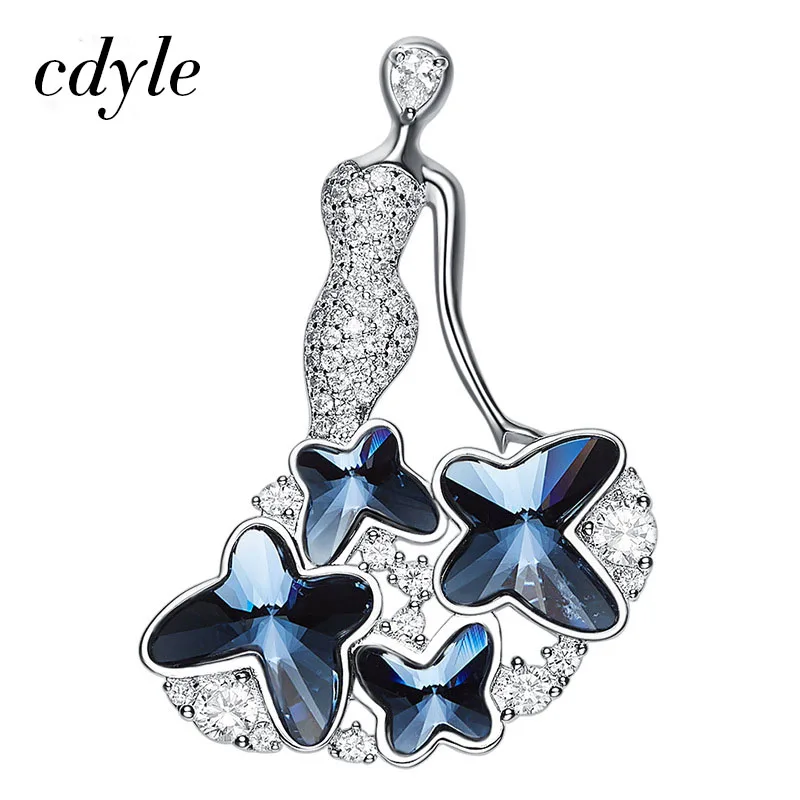 

Cdyle Crystals from Swarovski Brooches Women Austrian Rhinestone Fashion Jewelry Elegant Chic Blue Butterfly Fairy Bijous