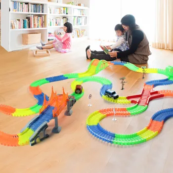 

DIY Glowing Race Track Bend Flex Flash in the Dark LED Rail Car Toys Assembly Racing Tracks Glowing Tracks for Children Gifts