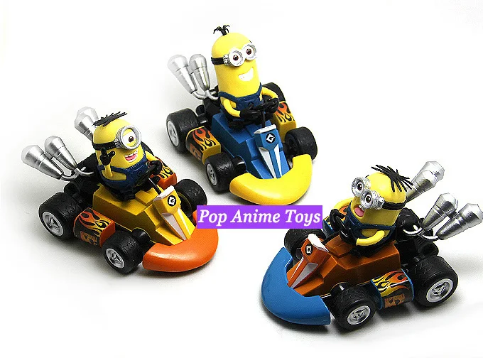 2015 New 3pcs/lot Hot Anime Despicable Me 2 Minions Kart PULL BACK Cars Figures PVC Minion Funny Toys For Kids | Игрушки и хобби