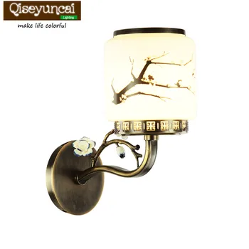 

Qiseyuncai New Chinese vintage plum bronze bronze wall lamp living room hallway aisle bedroom lamps