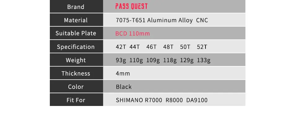 Дорожный велосипед овальный диск 42 T/44 T/46 T/48 T/50 T/52 Tchainwheel из алюминиевого сплава Звезда для цепи велосипеда Положительные и отрицательные зубы