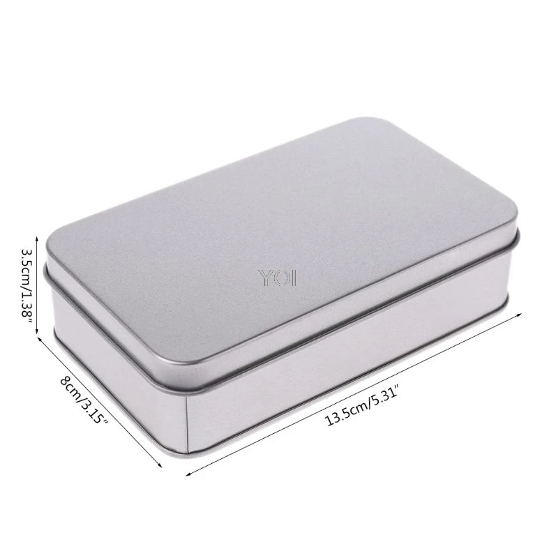 

Rectangular Organizer Case Storage Box Small Metal Can Storage Box Silver For Currency Money Candy Keys