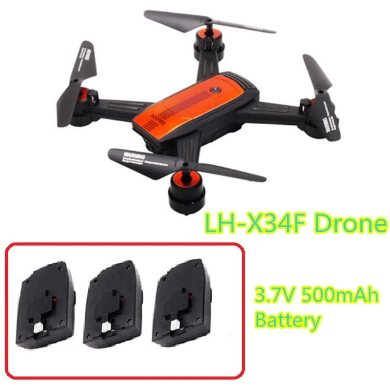 Hot sell RC Drone Spare Parts 4pcs battery 3.7V 500mAh battery for X34F LH-X34F Selfie Rc drone Parts Drone Spare Parts
