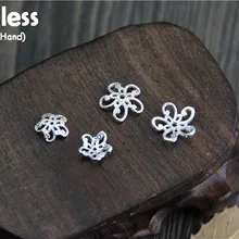 Uglyless Настоящее S925 стерлингового серебра цветы фурнитура для бусин ювелирные изделия DIY Ручной работы Бусины романтический цветочный выводы полый