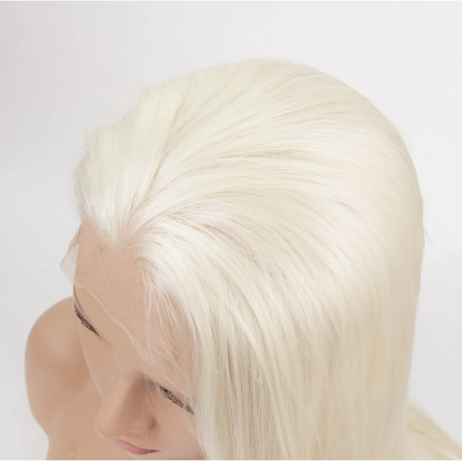 QPhair термостойкие волосы блонд синтетический парик фронта шнурка для женщин боковая часть длинные шелковистые прямые Половина руки завязанные волосы