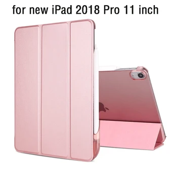 

Funda For iPad Pro 11 2018 Case With Pencil Holder Smart PU Leather Trifold Stand + PC Hard Back Cover For New iPad Pro 11 Case