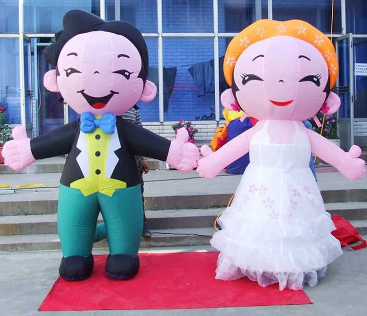 

Inflatable Wedding Couples Bride and Groom Archway Chinese Red Double Happiness With Air Blower Party Decoration Supplies