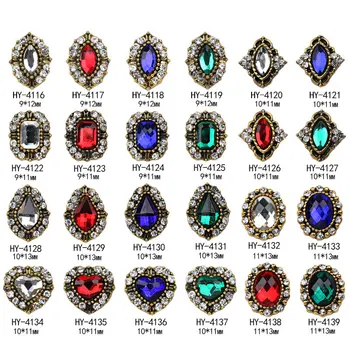 

Japanese and Korean retro nail Jewelry New horse-eye oval flat bottom Nail Drill new year Metal 3D Nail Sticker