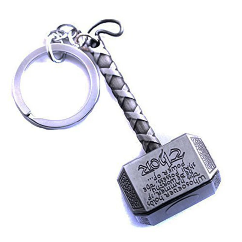 

1PCS Marvel Avengers Thor's Hammer Mjolnir Keychain New Pewter Keyring Toy Thor Chain Ring Key Men Jewelry Fans Accessory