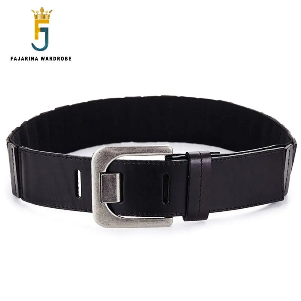 

FAJARINA Women's Cowhide Genuine Leather Elegant Decoration Dress Wide Elastic Waist 5cm Width Belt for Women Skirt N17FJ081