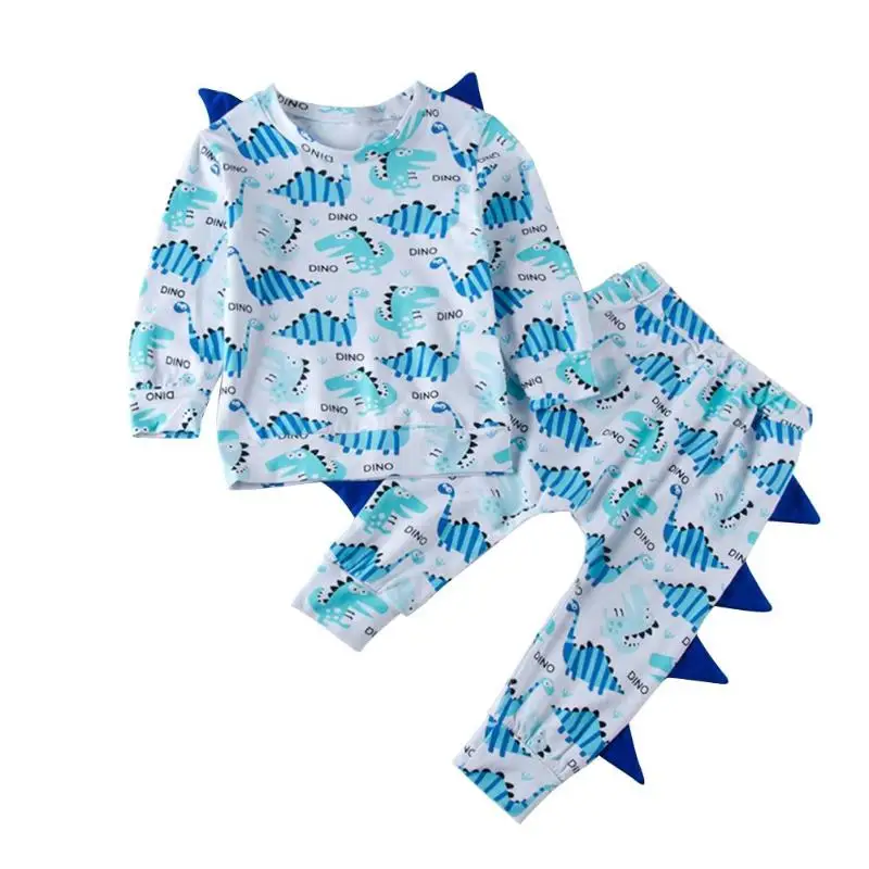2pcs Autumn Baby Girl Boys Clothes Set Warm Cute Dinosaur Tops Pants Suit Baby Warm Winter Clothing Set Fashion Oufits Jumpsuit
