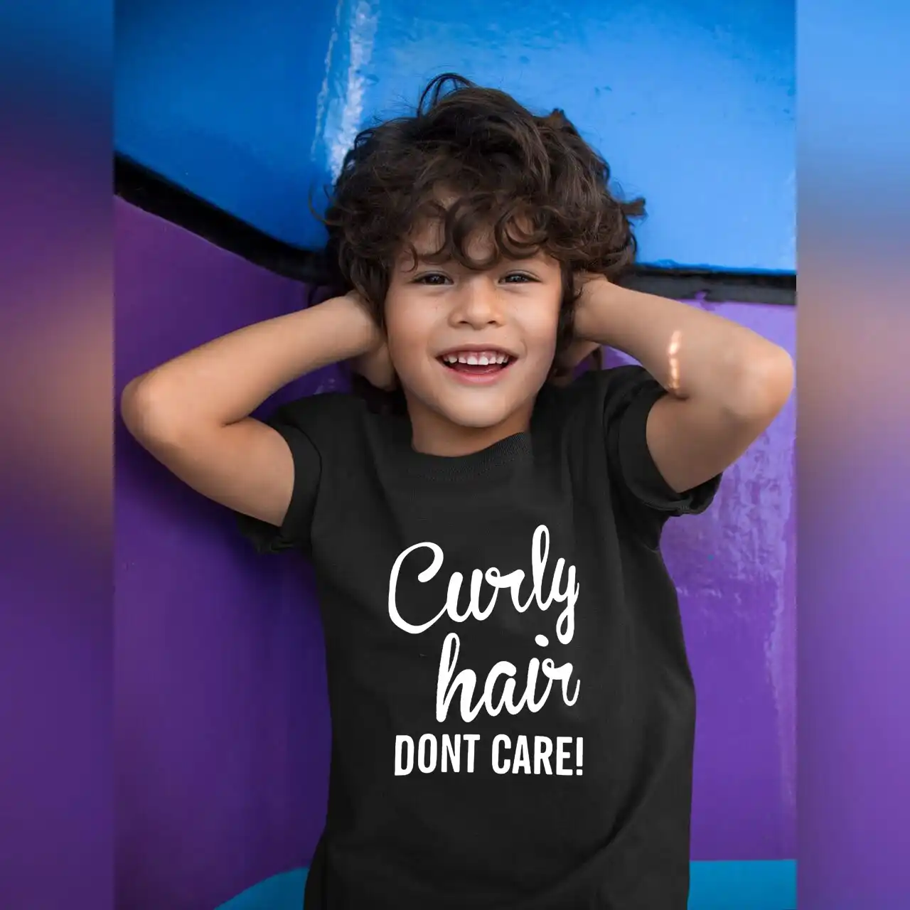 Kid Funny Shirt Curly Hair Don T Care Toddler Kids Girl Boys Print