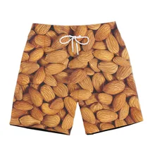 Миндаль 3d Повседневные Шорты с принтом красочный, крутой летние для серфинга шорты в стиле унисекс, забавные уличная сетки дышащии эластичные для талии шорты