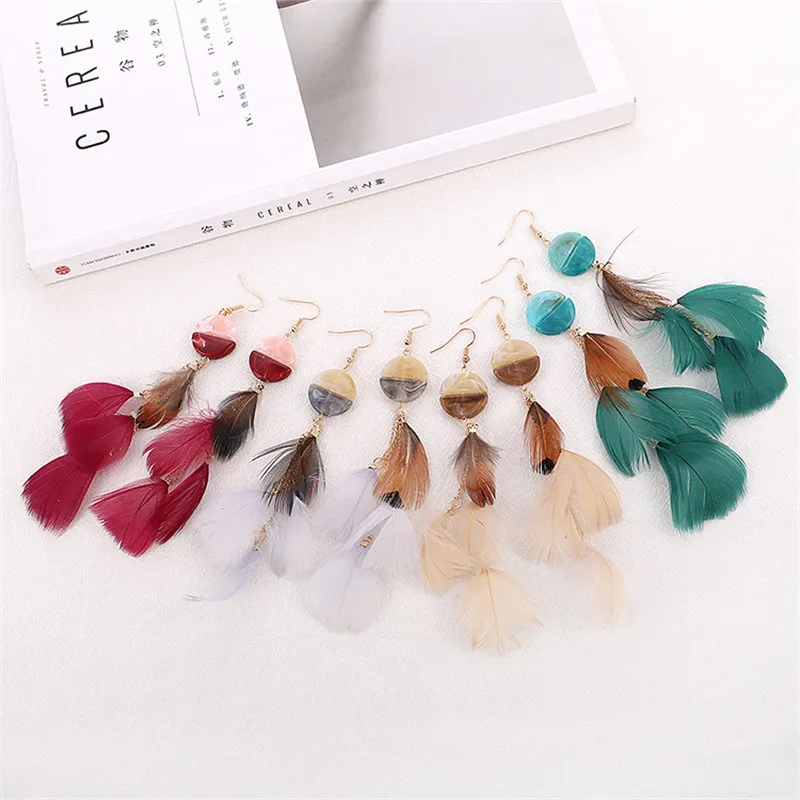 

DoreenBeads Immortal Ancient Wind Feather Earrings Bohemian Ethnic Wind Handmade Earrings Korean Accessories Holiday Earrings