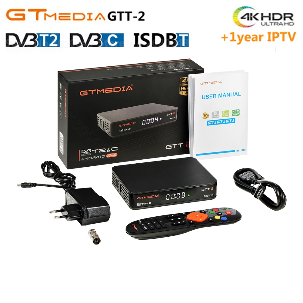 FREESAT gtmedia GTT2 Android 6.0 TV BOX DVB-T/T2/Cable/ISDBT Amlogic S905D 2GB RAM 8GB ROM freesat