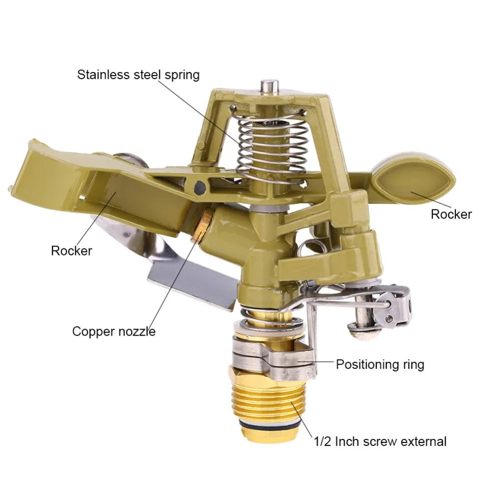 Садовые инструменты, опрыскиватель, спринклер из цинкового сплава, опрыскиватель для полива воды, спринклер для сада, двора, газона, 1/2 дюймов, садовые спринклеры