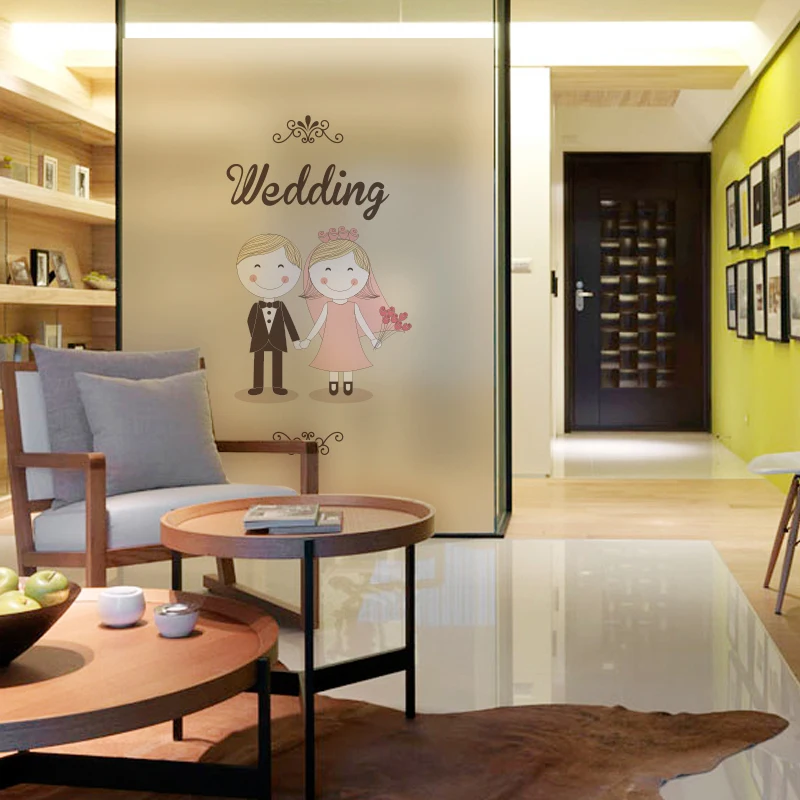 

Free Customized Stained Static Cling Window Film Frosted Opaque Privacy Glass Sticker Home Decor Digital print BLT349 Wedding