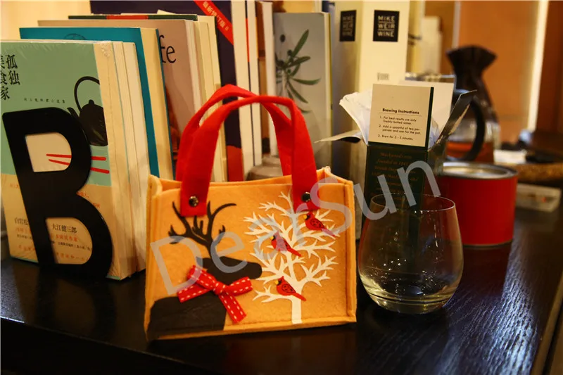 Новинка! Рождественская Декоративная Сумка с северными оленями, конфетная упаковка, квадратная форма, войлочная сумка для детей, подарок на вечеринку