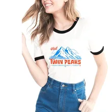 Забавная футболка с принтом «Твин Пикс», Женская хлопковая Повседневная футболка, топ, футболка для девушек, Дамская хипстерская уличная одежда, футболка с принтом звонка, Прямая