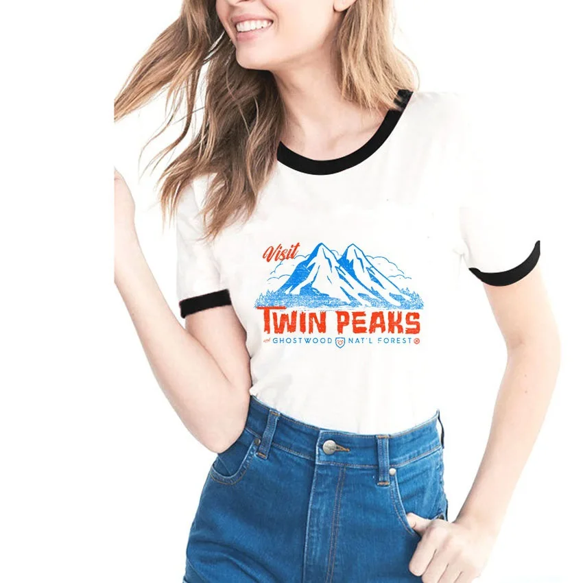 

Funny Twin peaks Printed T shirt Women Cotton Casual Shirt Top Tee for Girl lady Hipster streetwear ringer tshirt Drop Shipping