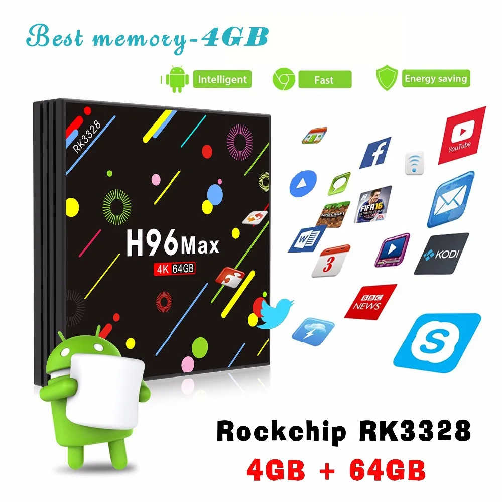 

Hot sale H96 Max+ 4K Smart Android TV Box Android 8.1 RK3328 4gb Ram 64gb Rom Quad Core with BT 4.1 5G/2.4G wifi in Promotion
