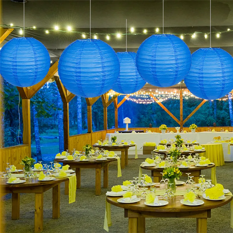 10 шт./партия(10 см-40 см) Королевский Синий Цвет Китайский бумажный фонарь для свадьбы, дня рождения, сада, дома, фестивальные декорации, фонарь