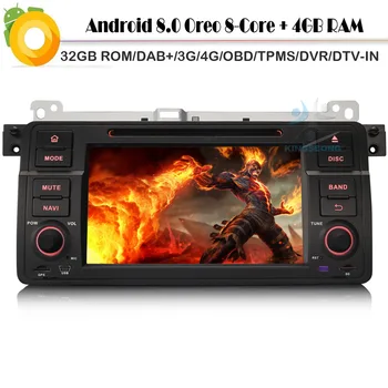 

Android 8.0 Autoradio Octa Core 4G RAM 32GB ROM DAB+ WiFi 4G GPS BT USB SD DVR OBD2 DVT-IN Car CD Player for BMW M3 E46 Sat Navi