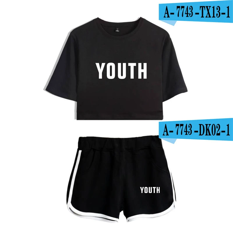 

Shawn Mendes Two Piece Set Cropped Short Sprotswear Printed Women Clothes Summer Top And Shorts Set Tracksuit