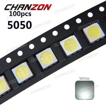 100pcs LED SMD 5050 White Ultra Bright 15-18LM 60mA 3V Surface Mount SMT Chip LED Light Emitting Diode Lamp Electronic Component