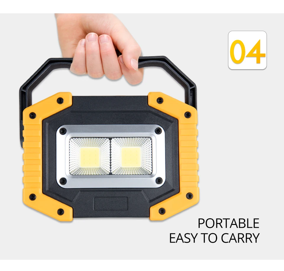 20W COB Portable Spotlight Led Work Light Rechargeable LED Flashlight 18650 or AA Battery Bright Outdoor Camping Light Work Lamp (8)