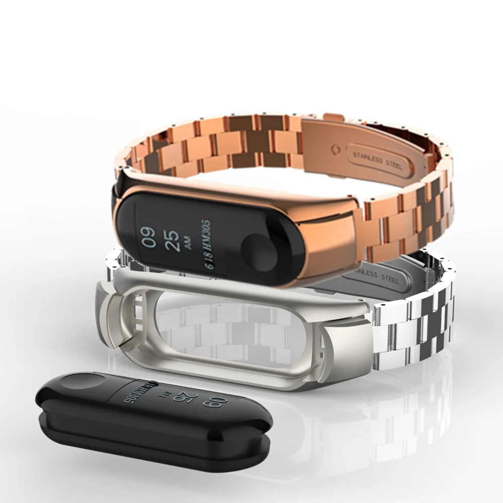 Браслет FIFATA для Xiaomi Mi Band 3 Безвинтовой ремешок MiBand металлический из нержавеющей