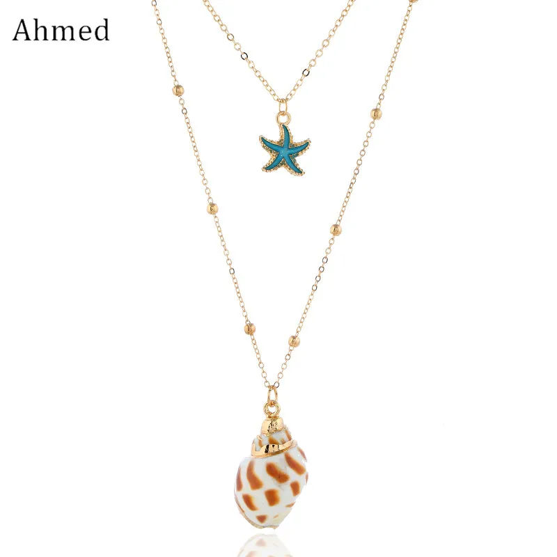 

Ahmed Fashion Bohemian Conch starfish Necklace&Pendant New 2019 Trendy Beach Style Long Chonker Necklace Jewelry