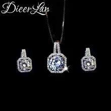 DIEERLAN – ensemble de bijoux en strass pour femmes, collier ras du cou géométrique en argent Sterling 925, zircone cubique, cadeaux de mariage