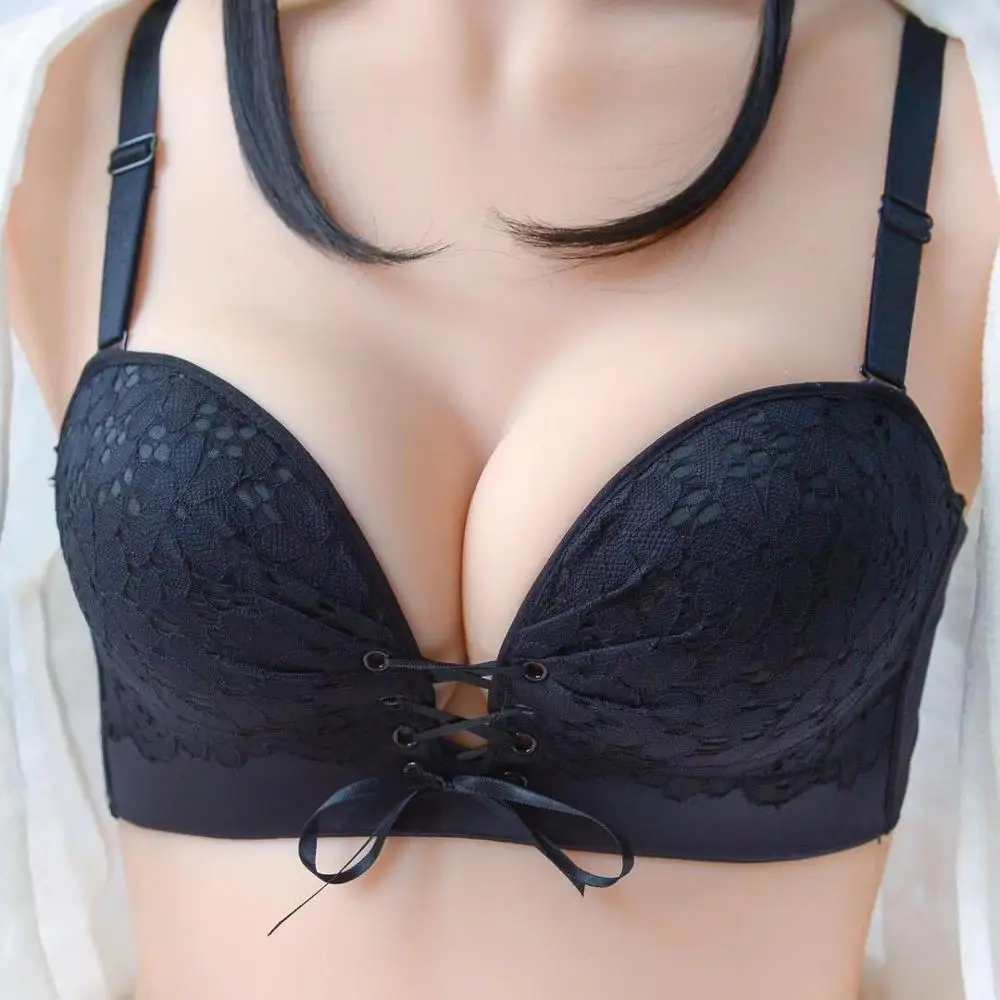  Sexy Strapless Invisible Bra Seamless Underwear Lace Strappy Push Up Bras Wire-Free Adjusted Women'