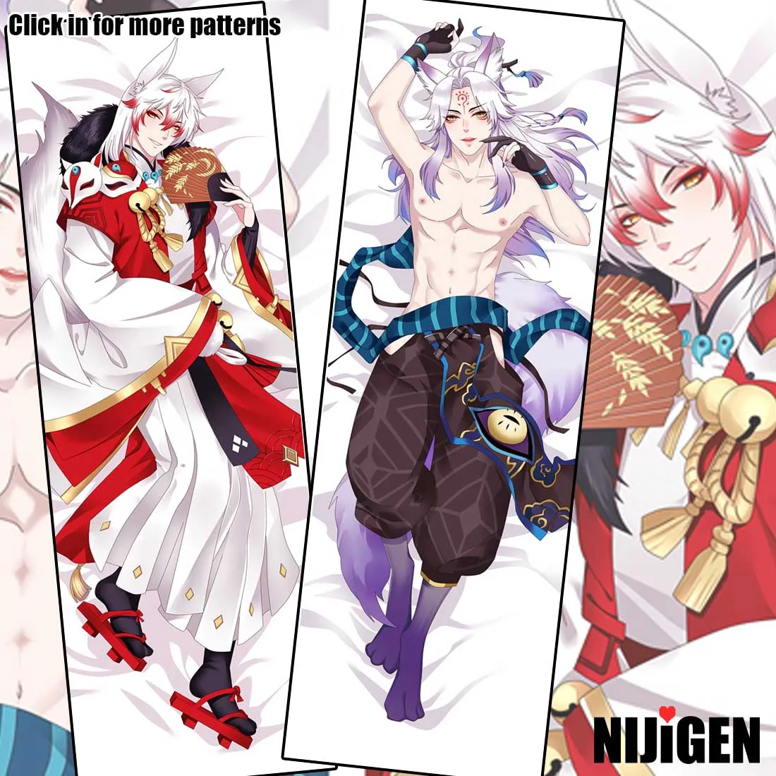 

Onmyoji Fox Spirit Man Male Anime Dakimakura Decorative Pillow Case Cover Hugging Body