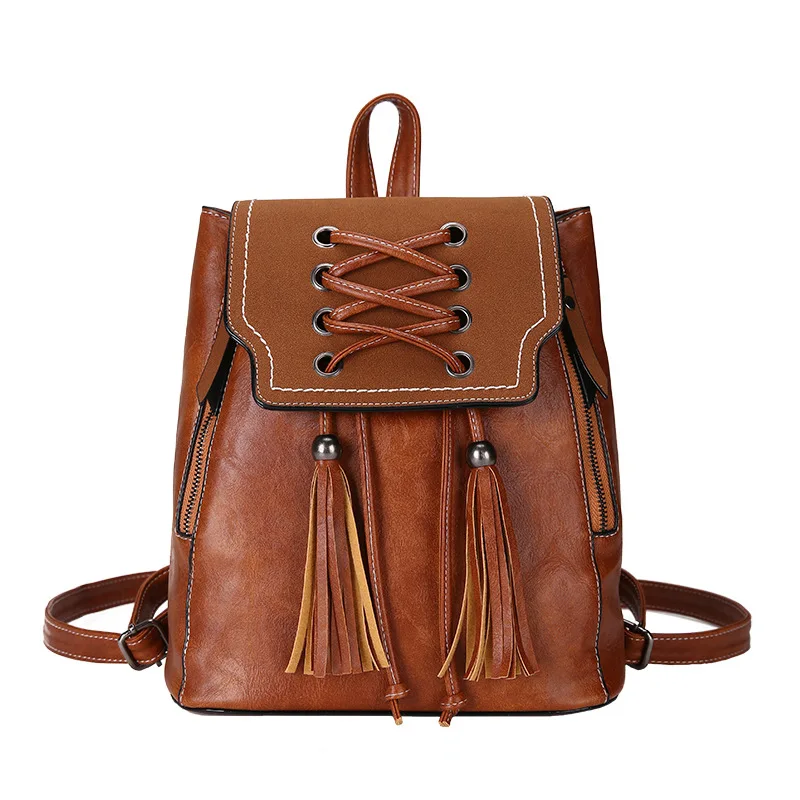 

Brand Preppy Style Leather School Backpack Bag For College Simple Design Women Casual Daypacks mochila Female New H19