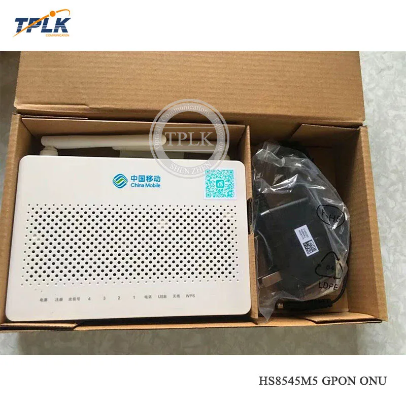 Самая дешевая цена 10 шт. HW HS8545M5 GPON ONU/ONT английская прошивка с 1GE+ 3FE+ 1TEL+ USB+ Wifi китайский мобильный логотип