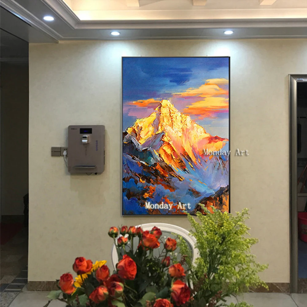 100-Hand-Painted-Golden-Mountain-Peaks-Art-Painting-On-Canvas-Wall-Art-Wall-Adornment-Picture-Painting (1)