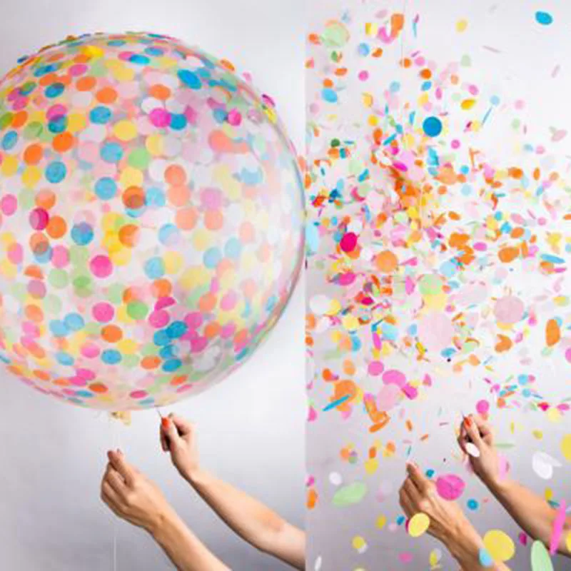 36 дюймов Большой Круглый прозрачный воздушный шар "Конфетти" латексные конфетти шары для свадьбы и дня рождения украшения Воздушные шары праздничные вечерние принадлежности
