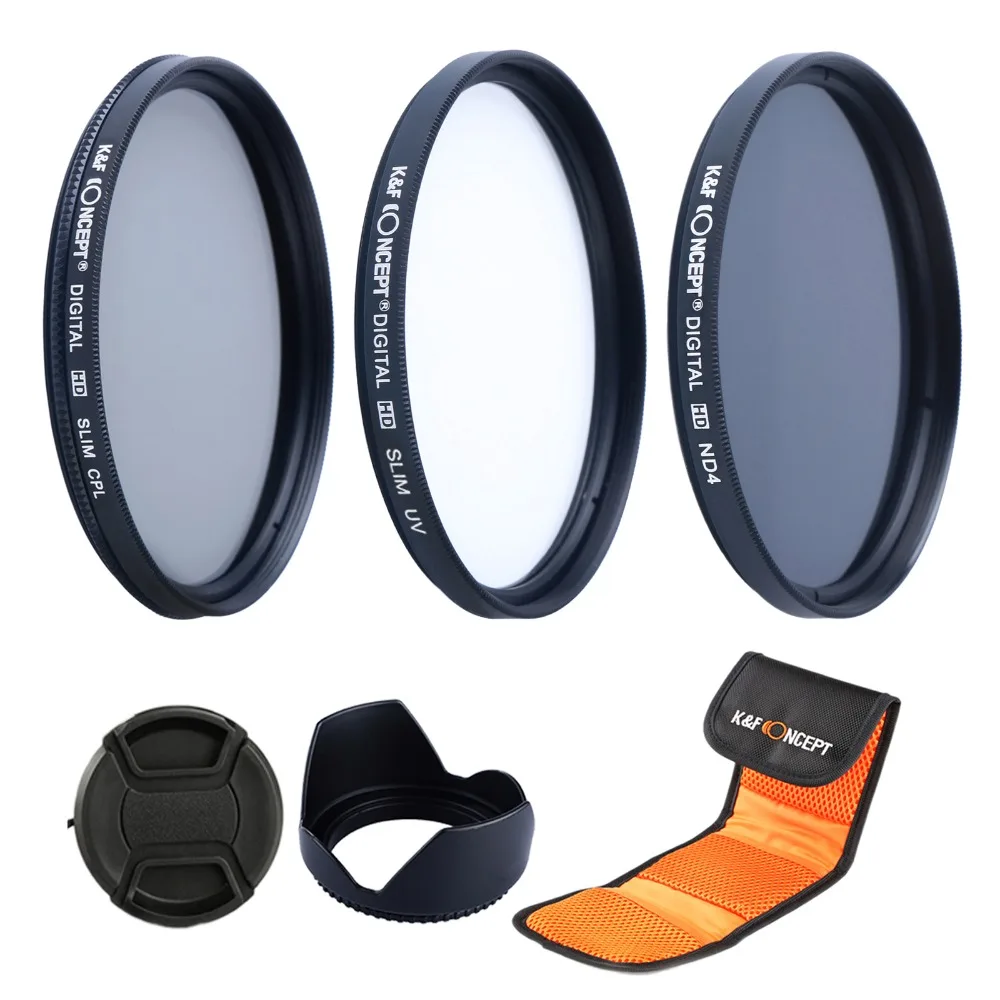 58mm ND4 UV CPL 3PCS Camera Lens Filter + Lens Hood+ Lens Cap+ Lens