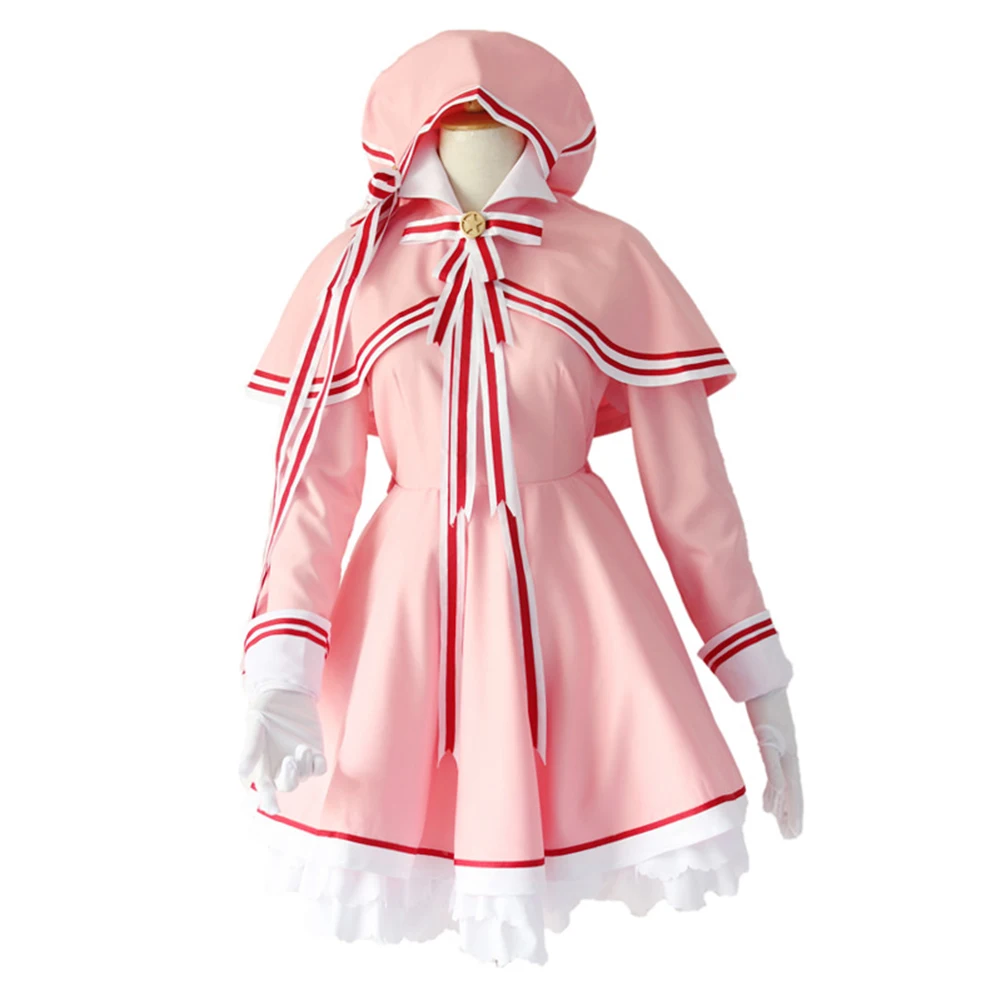 

Brdwn Cardcaptor Sakura Womens CLEAR CARD Sakura Kinomoto Cosplay Costume Sailor Uniform(Hat+Shawl+Dress+Footwear+Leg belt)