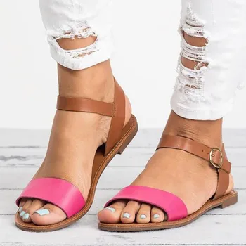 

Summer Women Flats Sandals Gold Leather Wedges Ankle Buckle Strap Heel Platform Sexy Beach Ladies Shoes Sandalia Feminina 908W