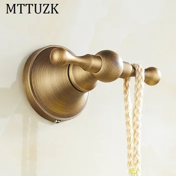 

MTTUZK Robe Hooks Wall Hook Antique Brass brushed double Clothes Hanger Towel Hooks clothes hooks gancho Bathroom Accessories